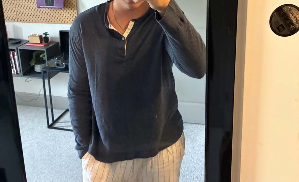 Vintage Polo Ralph Lauren Navy Slub Cotton Long Sleeve Henley Shirt